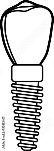 Dental Implant Outline Vector Illustration