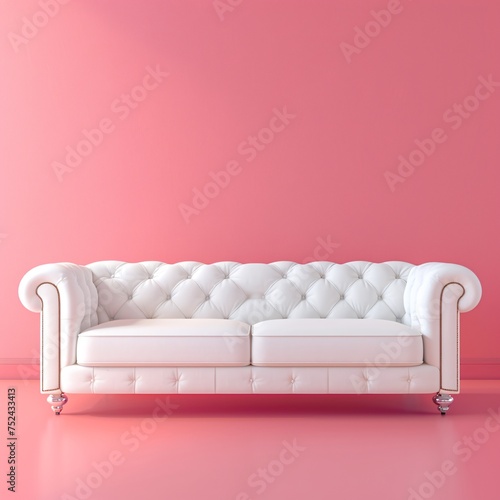 a white couch in a pink room © Dogaru