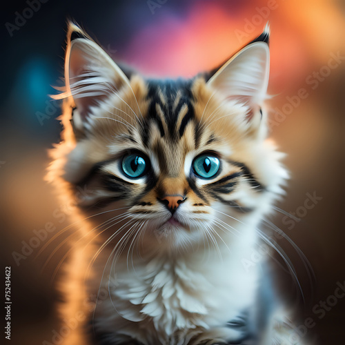 kitten with colorful clouds - generated by ai