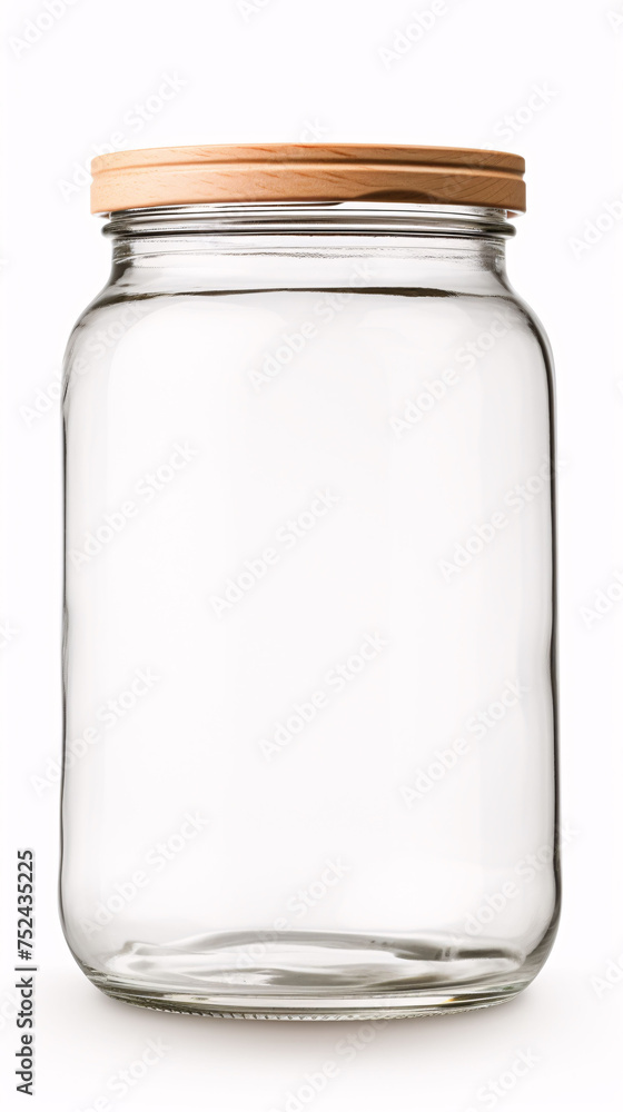 empty glass jar with lid iron isolated on a white background empty glass jar with lid iron isolated on a white background