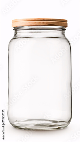 empty glass jar with lid iron isolated on a white background