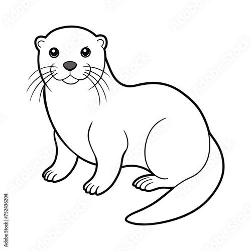 Sea Otter illustration coloring page for kids