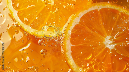 close up of orange slice in water