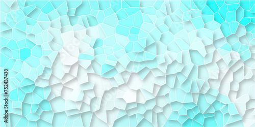 3d light azure and white Broken Stained Glass Background with White lines Voronoi diagram background. Seamless pattern with shapes vector Vintage Illustration background. Geometric Retro tiles pattern