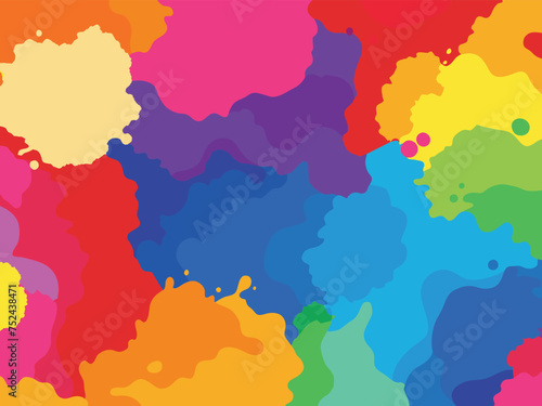 holi colorful background with vibrant splatter and stain vector design