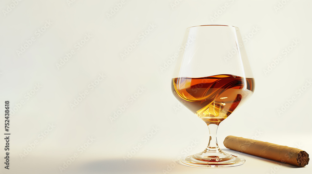 glass of brandy with cigar alcoholic drink glass of brandy with cigar alcoholic drink