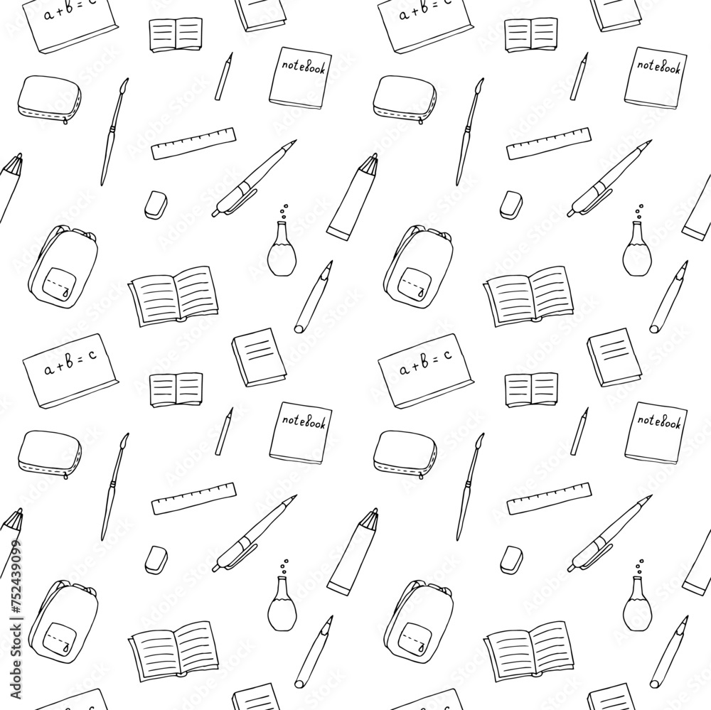 Education seamless pattern vector illustration, hand drawing doodles