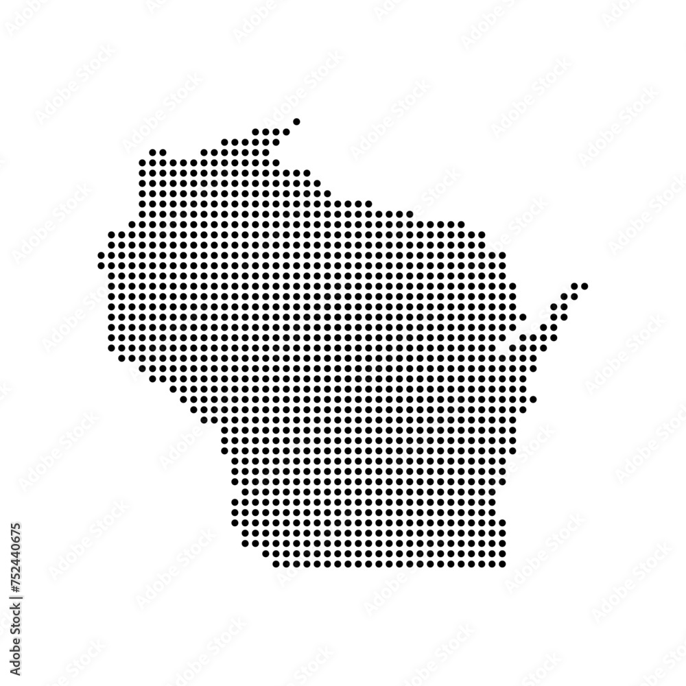 Wisconsin state map in dots