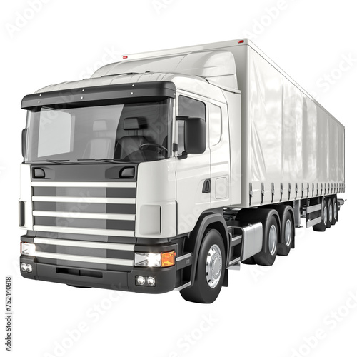Modern semi truck on white background photo