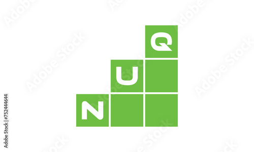 NUQ initial letter financial logo design vector template. economics, growth, meter, range,  profit, loan, graph, finance, benefits, economic, increase, arrow up, grade, grew up, topper, company, scale photo