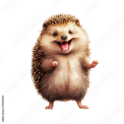 Cheerful Hedgehog happy with Sunflowers Joyful Nature Delightful Spring Scene, Cute Hedgehog Portrait