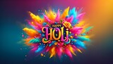 Holi banner illustration with colorful powder explosion.