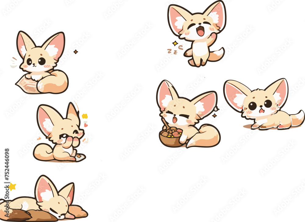 set of funny cartoon rabbits stickers