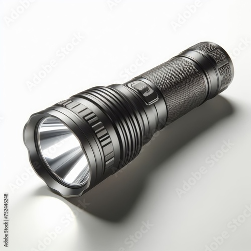 black flashlight isolated on white 