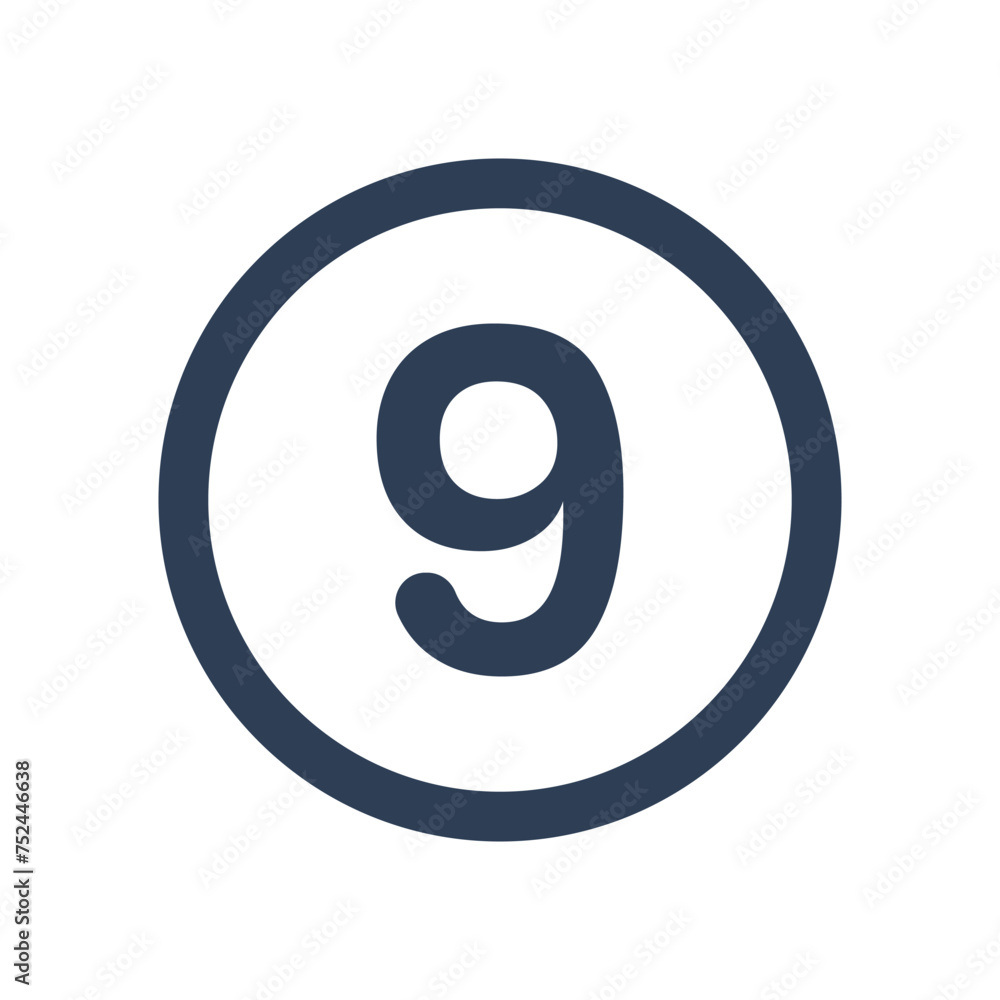 9 Icon Numeric Number inside Circle. Two Icon vector illustration 9 Icon Numeric Number inside Circle. Two Icon vector illustration