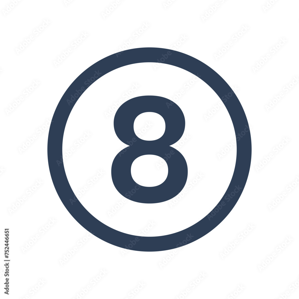 8 Icon Numeric Number inside Circle. Two Icon vector illustration 8 Icon Numeric Number inside Circle. Two Icon vector illustration