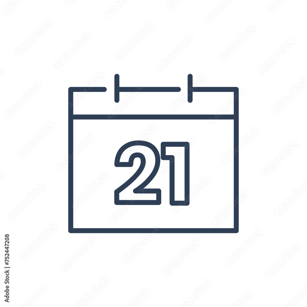 21 Calendar Icon, 21 Date Icon for Appointment Line icon 21 Calendar Icon, 21 Date Icon for Appointment Line icon