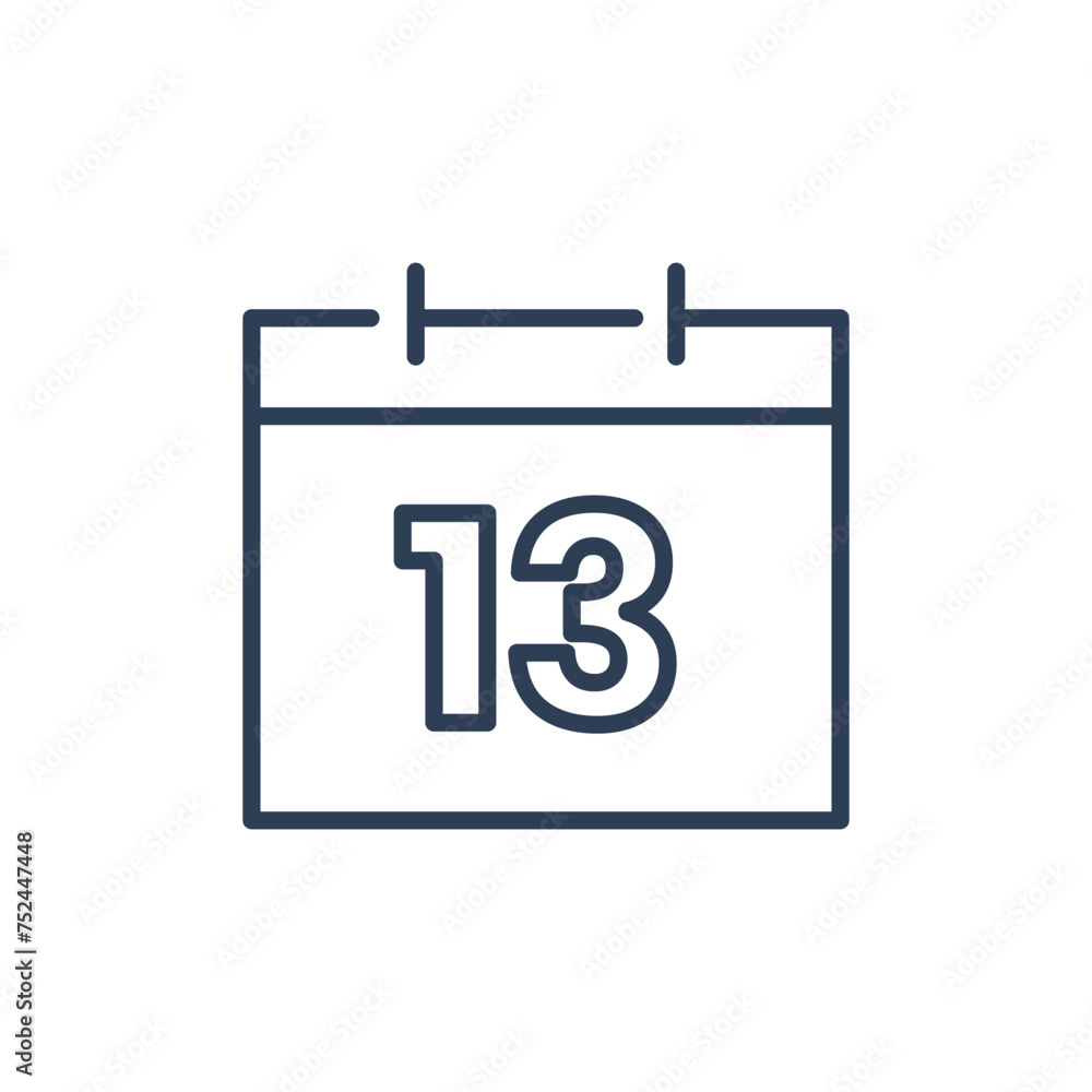 13 Calendar Icon, 13 Date Icon for Appointment Line icon 13 Calendar Icon, 13 Date Icon for Appointment Line icon