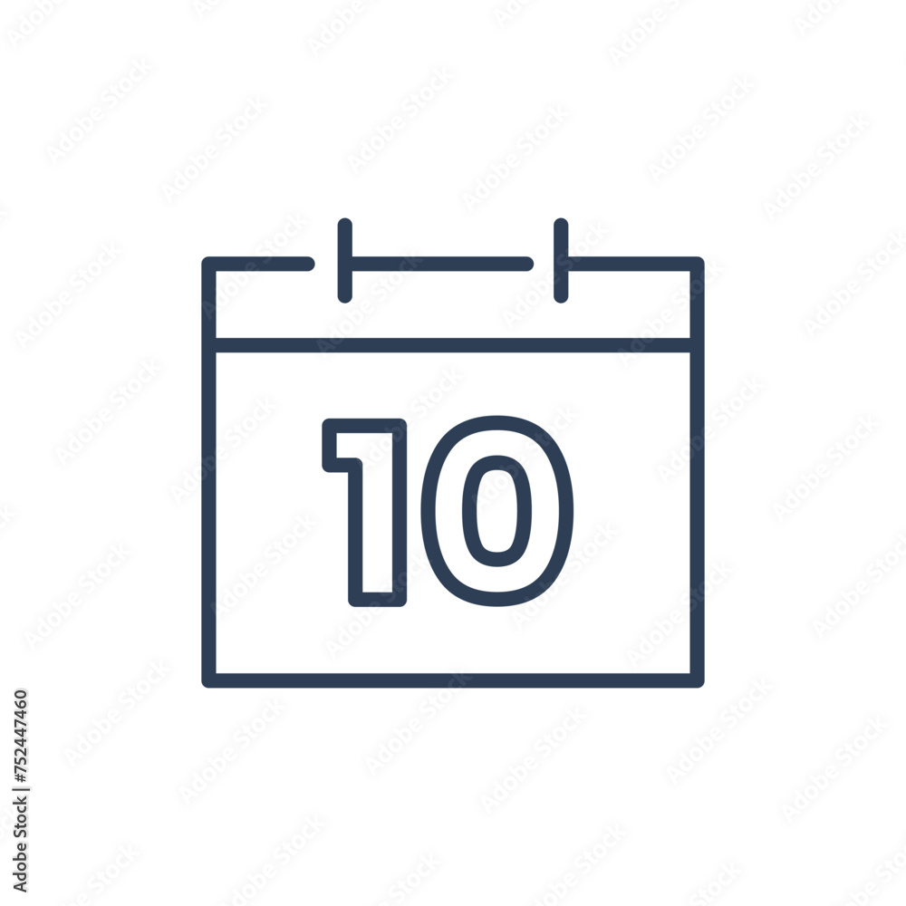 10 Calendar Icon, 10 Date Icon for Appointment Line icon 10 Calendar Icon, 10 Date Icon for Appointment Line icon