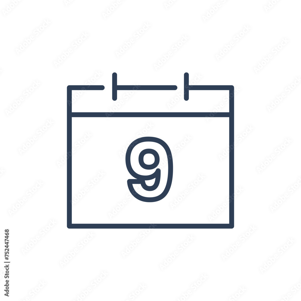 9 Calendar Icon, 9 Date Icon for Appointment Line icon 9 Calendar Icon, 9 Date Icon for Appointment Line icon