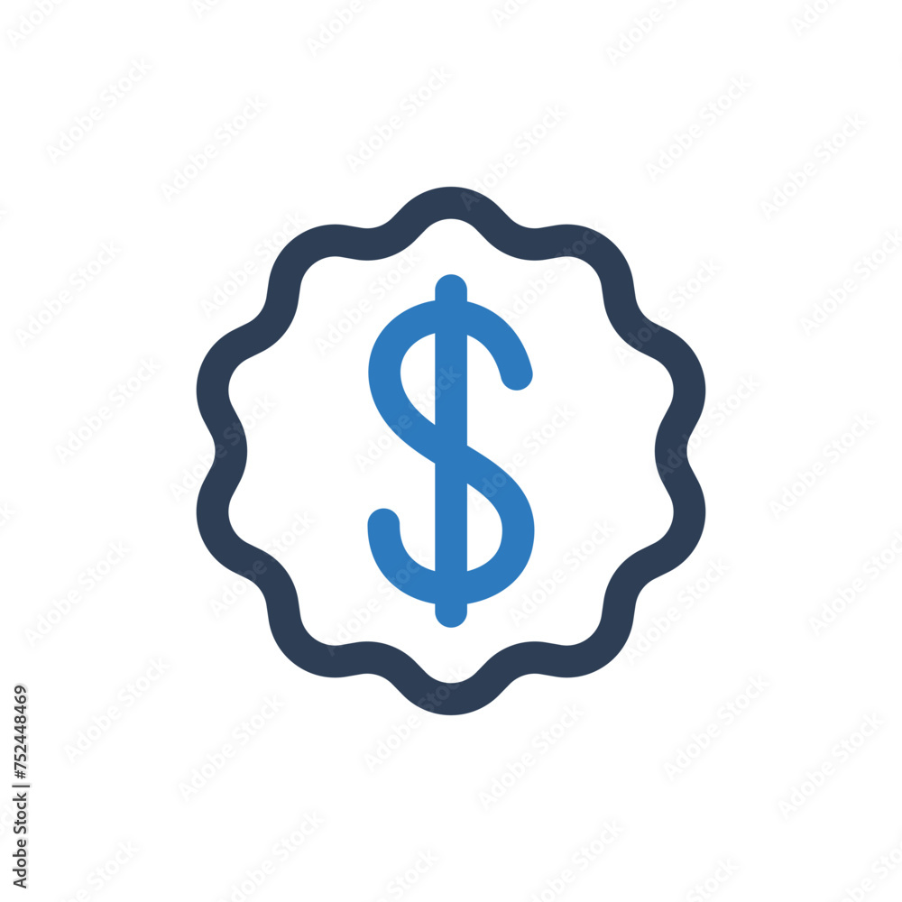 Dollar Badge Icon vector. Dollar Sign Label Icon Badge vector flat style Dollar Badge Icon vector. Dollar Sign Label Icon Badge vector flat style