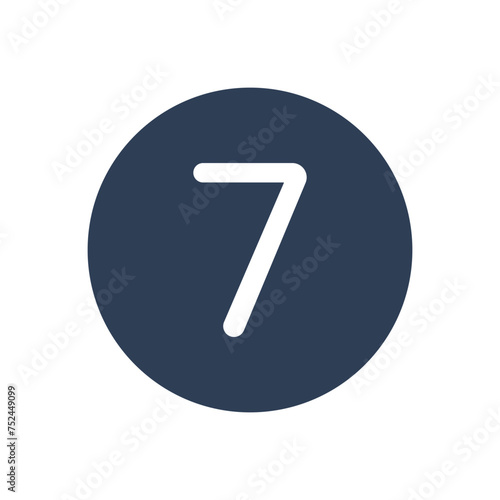 7 Icon Numeric Number inside Circle. Two Icon vector illustration