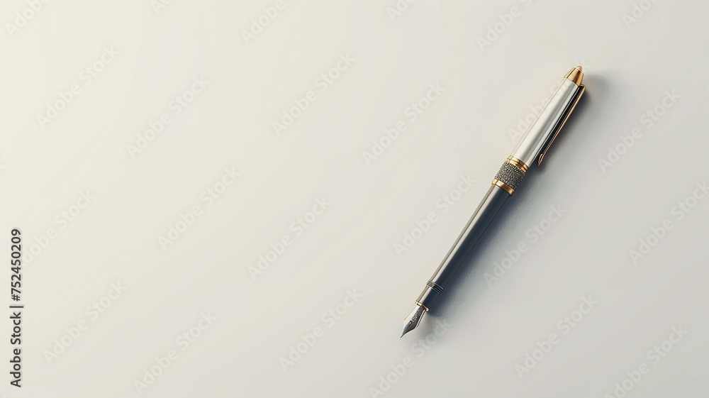 A minimalist 3D mockup of a pen on a clean white background, with an empty space on the pen body for personalized engraving or branding. A minimalist 3D mockup of a pen on a clean white background, with an empty space on the pen body for personalized engraving or branding.