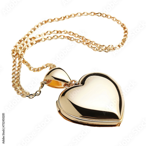 Gold Heart-Shaped Locket Necklace PNG, Transparent Image without background, Concept of romantic jewelry, keepsakes, and sentimental gifts