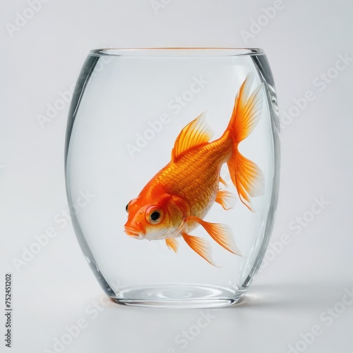 goldfish in a glass on white 