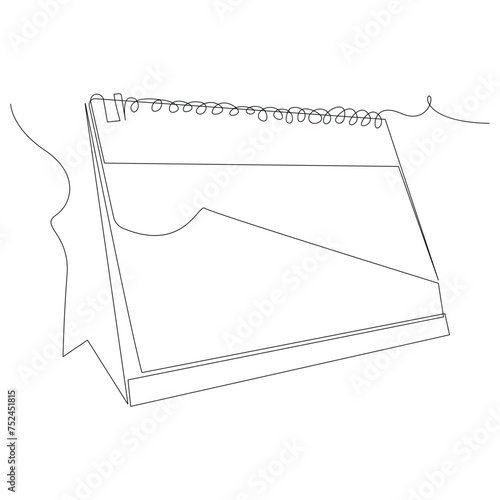single line art table calendar continuous  drawing illustrations and vectors design
