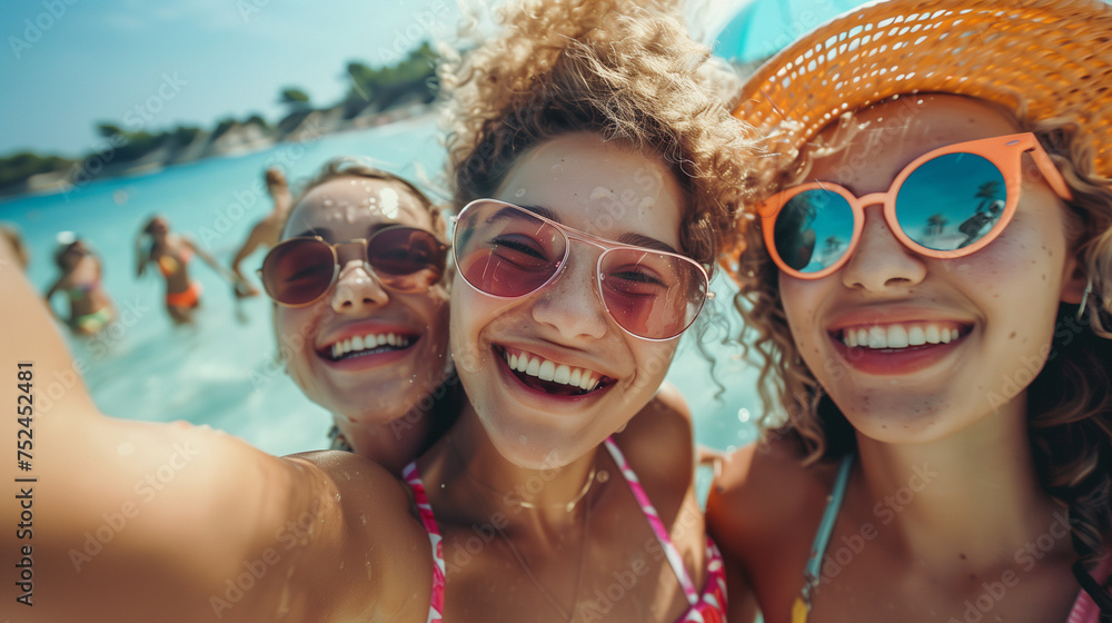 happy girls having fun on the beach happy girls having fun on the beach