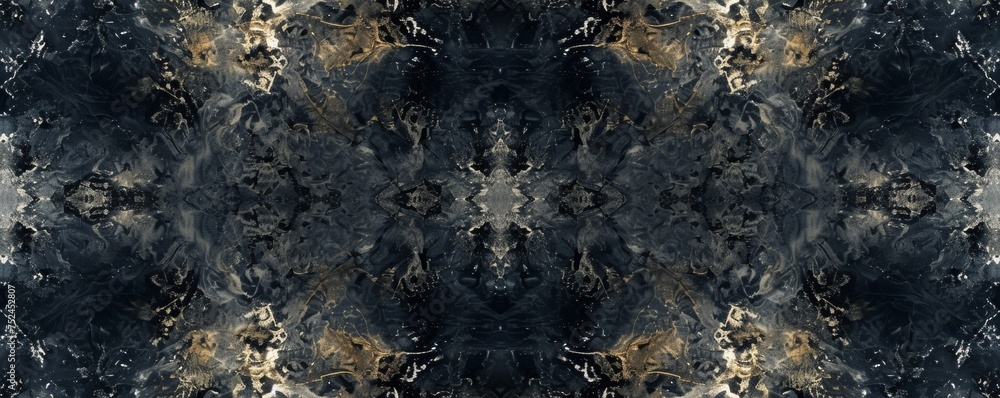 A detailed kaleidoscope pattern on black background A detailed kaleidoscope pattern on black background