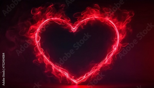 Emozioni Infuocate- Cuore Rosso Neon che Si Trasforma in Fumo