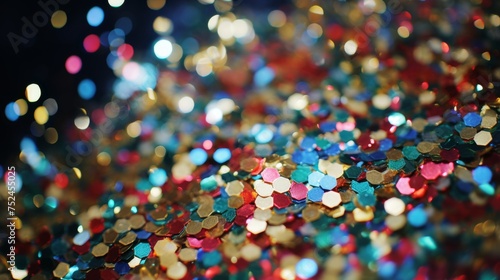 Background of vibrant featuring polystyrene confetti for a carnival celebration, holidays, events concept, banner