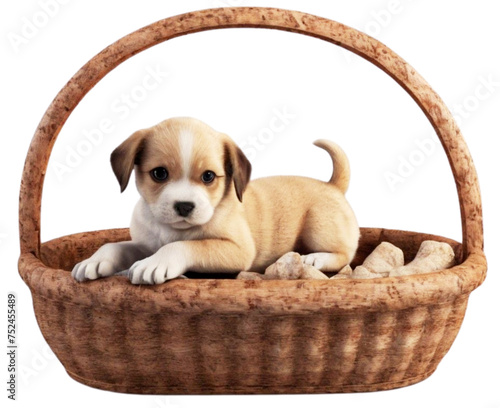 puppy in Basket generated AI