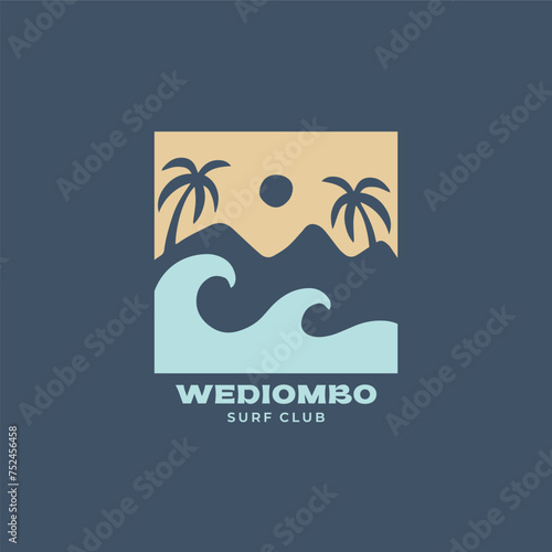 Vintage surf design template for surf club, surf shop, surf merch.
