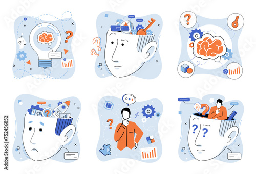 Mindset. Vector illustration. The mindset concept inspires us to challenge conventional thinking and explore new possibilities Learning is lifelong journey self-discovery, improvement, and Learning