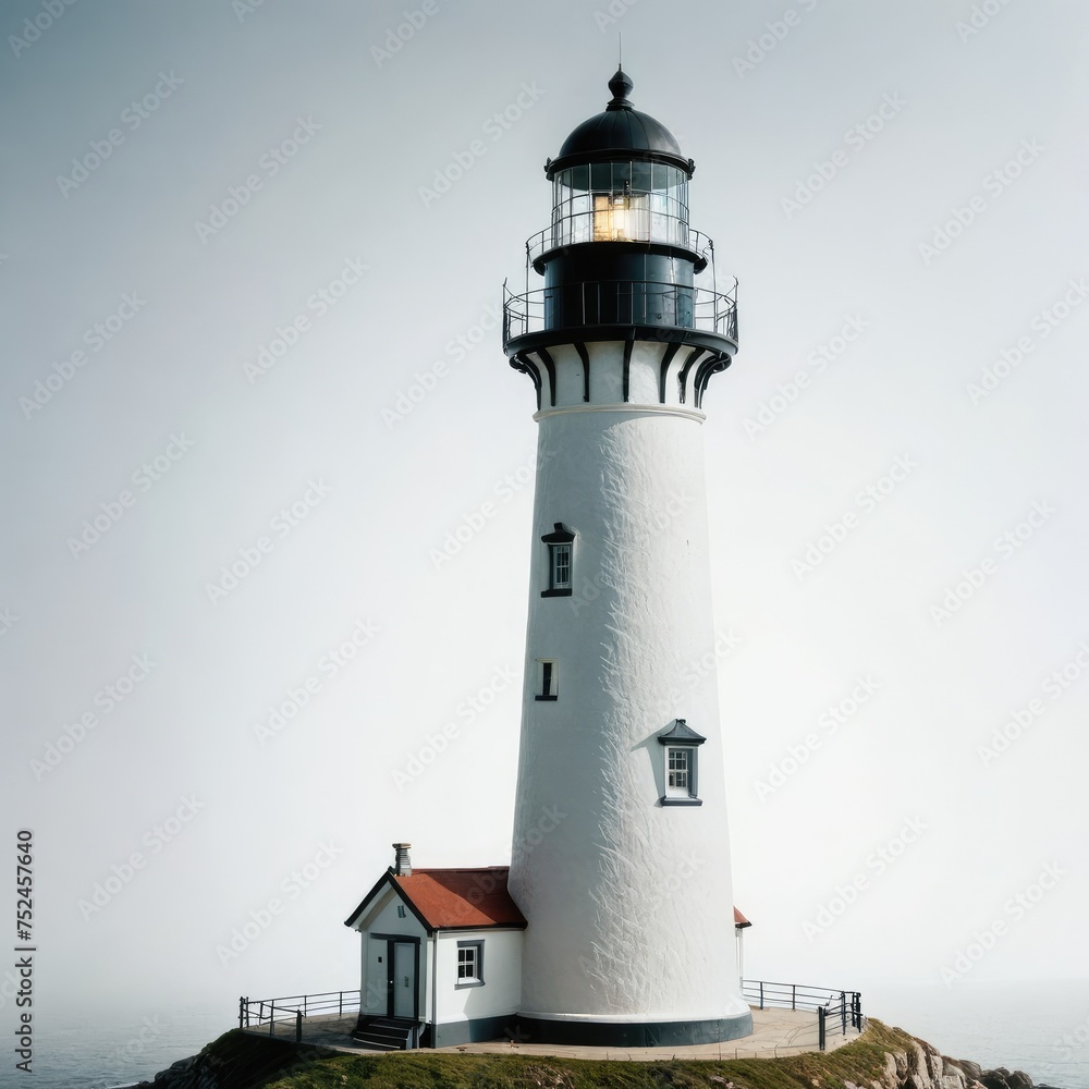 lighthouse on the coast on white
