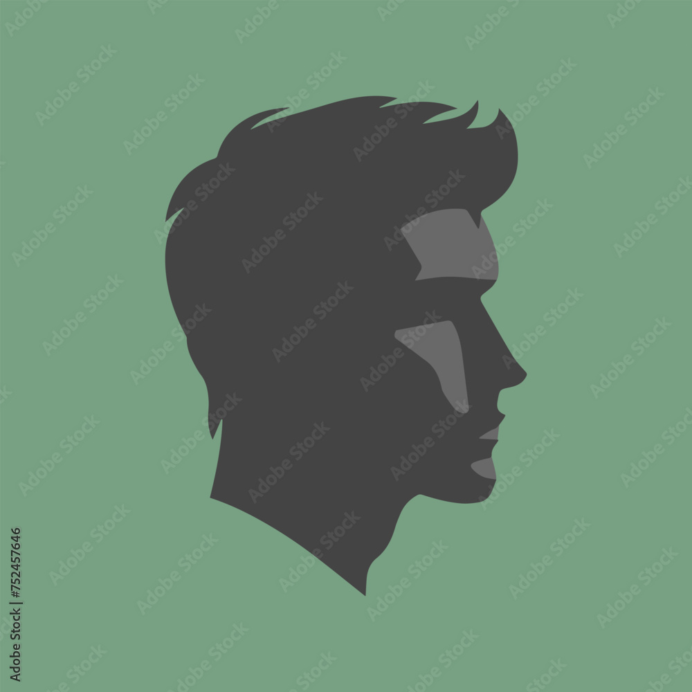 Man Head Logo Silhouettes. With Flat Side Face Design. Isolated Vector Icon