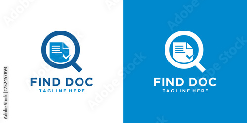 vector inspiration document icon review logo design, combination of magnifying glass with document paper like check rate. supervision plan, service critique process verification and annual inspection 