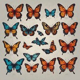 Develop five unique variations of a flat vector butterfly logo
