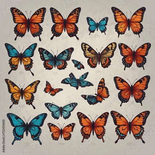 Develop five unique variations of a flat vector butterfly logo © Hashim