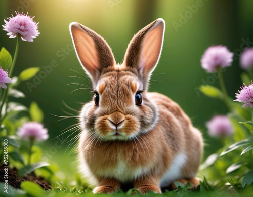 Retrato conejo en una pradera con flores  © Cade Foster 