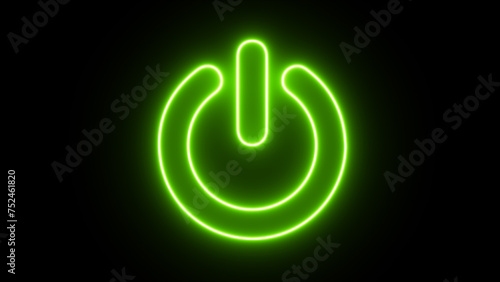 Neon power button icon on black background. start button start icon.