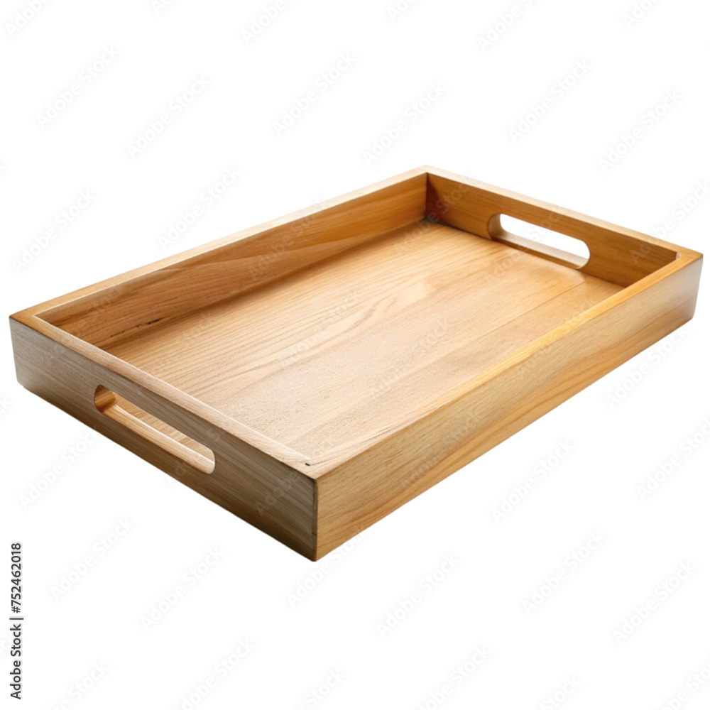 One empty wooden tray isolated on Transparent background. One empty wooden tray isolated on Transparent background.