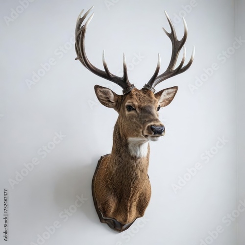 deer head trophy on white 