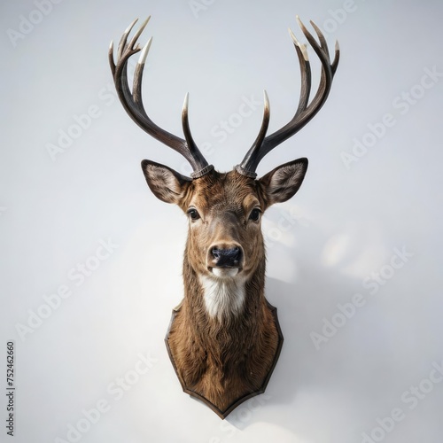 deer head trophy on white 