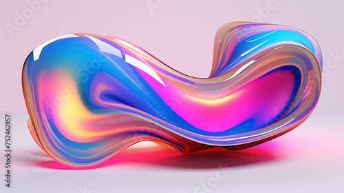 Holographic iridescent 3d fluid shapes, abstract colorful bright liquid amorphous rainbow bubbles, fluorescent chameleon gradient vector elements of various forms illustration photo