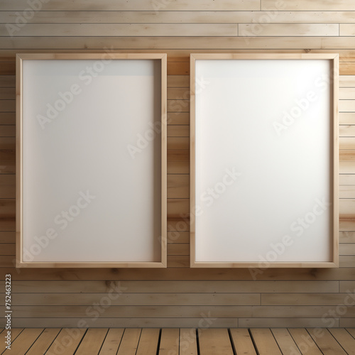 Modern Wall Decor with Two Light Wood Frames - Aspect Ratio 2 3