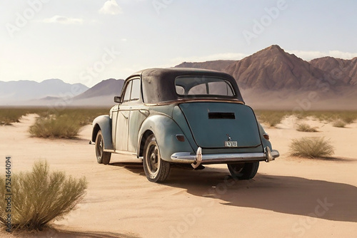 vintage look car on the field 